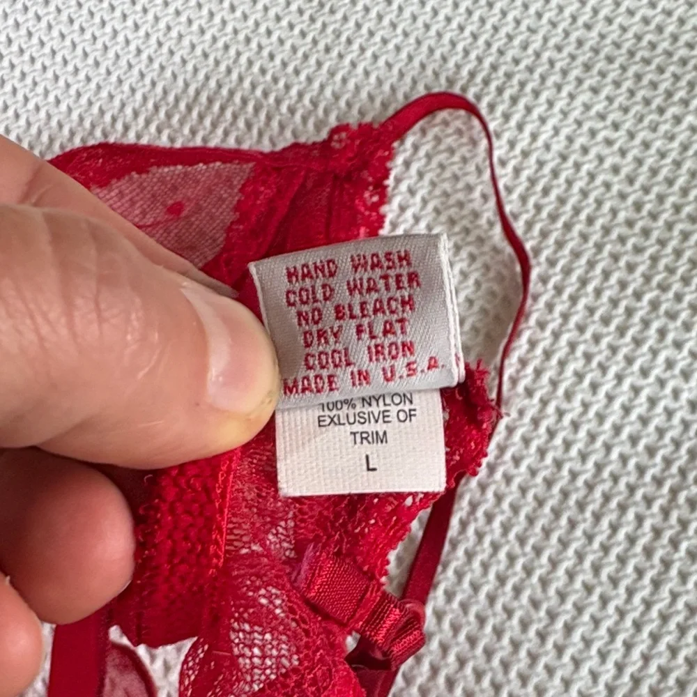 Only Hearts Sheer Red Polka Dot Lace Bralette and Brief Set Size Large